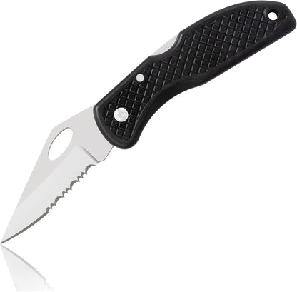 Falcon VII Lockback 7 (Open) Inch Pocket Knife - Stainless Steel Serrated Blade, Textured No-Slip Handle, Carry Clip
