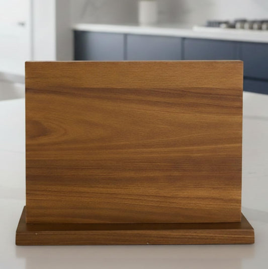 Cnkl, Magnetic Knife Holder for Countertop, Knife Block with Strong Double-Sided Magnet, Wooden Knife Stand for Kitchen, Large Capacity Storage for Kitchen, Multifunctional Storage, Acacia Wood, 12x9