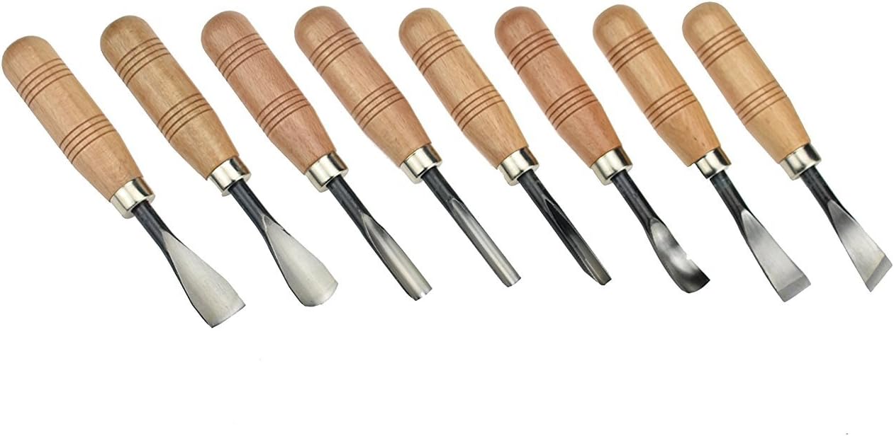 8 Pcs Wood Sculpture Carving Chisel Tool Set DIY Art Craft (8)