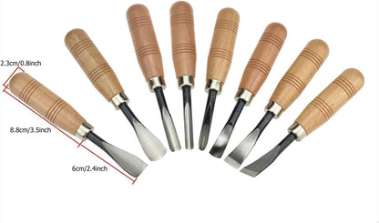 8 Pcs Wood Sculpture Carving Chisel Tool Set DIY Art Craft (8)