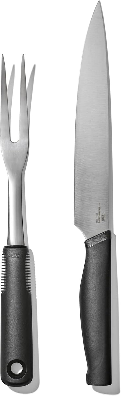 Carving Set |Soft-Grip Duo Designed for Effortless Carving and Serving |2-Piece Fork & Knife Set | Spear, Secure, Cut & Serve Roasted Meat