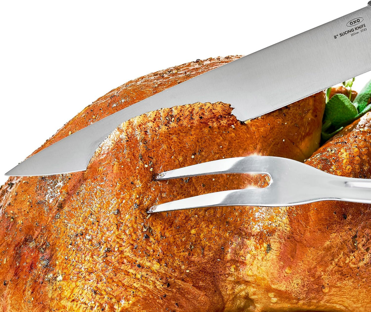 Carving Set |Soft-Grip Duo Designed for Effortless Carving and Serving |2-Piece Fork & Knife Set | Spear, Secure, Cut & Serve Roasted Meat
