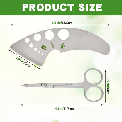 Herb Stripper Tool 9 Holes, Stainless Steel Kitchen Herb Stripping Tool with Scissor, Metal Leaf Pealer for Kale, Chard, Collard Greens, Rosemary, Thyme, Parsley(COLOR:Silver)