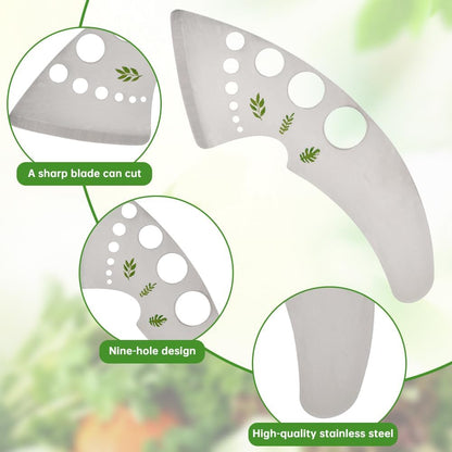 Herb Stripper Tool 9 Holes, Stainless Steel Kitchen Herb Stripping Tool with Scissor, Metal Leaf Pealer for Kale, Chard, Collard Greens, Rosemary, Thyme, Parsley(COLOR:Silver)