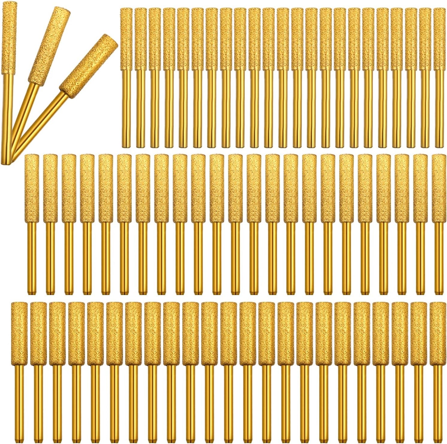 72 Pcs 1/8" Shank Diamond Chainsaw Sharpener Set | High Hardness Burr Grinding Stone Chainsaw Sharpening Kit for Chain Saw Stone Jewelry Wood (5/32'', 3/16'', 7/32'')