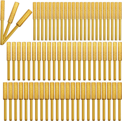 72 Pcs 1/8" Shank Diamond Chainsaw Sharpener Set | High Hardness Burr Grinding Stone Chainsaw Sharpening Kit for Chain Saw Stone Jewelry Wood (5/32'', 3/16'', 7/32'')