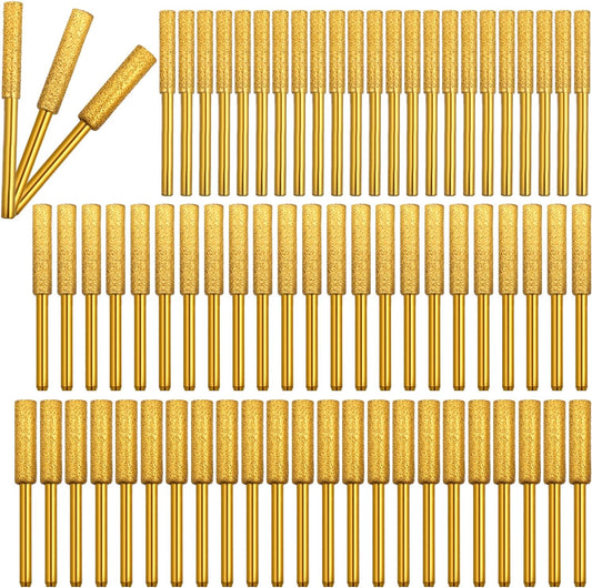 72 Pcs 1/8" Shank Diamond Chainsaw Sharpener Set | High Hardness Burr Grinding Stone Chainsaw Sharpening Kit for Chain Saw Stone Jewelry Wood (5/32'', 3/16'', 7/32'')