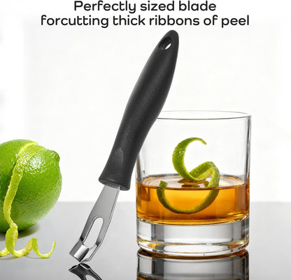 Channel Knife Lemon Peeler Zester-Garnish for Cocktail Mixers- Triangular, V-Shaped Stainless Steel Professional Grade Bar Tool-Fruit Peeler Zester (Peeler A)