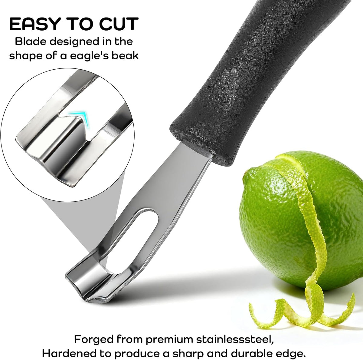 Channel Knife Lemon Peeler Zester-Garnish for Cocktail Mixers- Triangular, V-Shaped Stainless Steel Professional Grade Bar Tool-Fruit Peeler Zester (Peeler A)