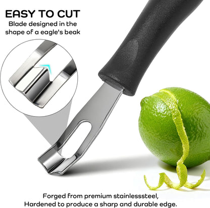 Channel Knife Lemon Peeler Zester-Garnish for Cocktail Mixers- Triangular, V-Shaped Stainless Steel Professional Grade Bar Tool-Fruit Peeler Zester (Peeler A)