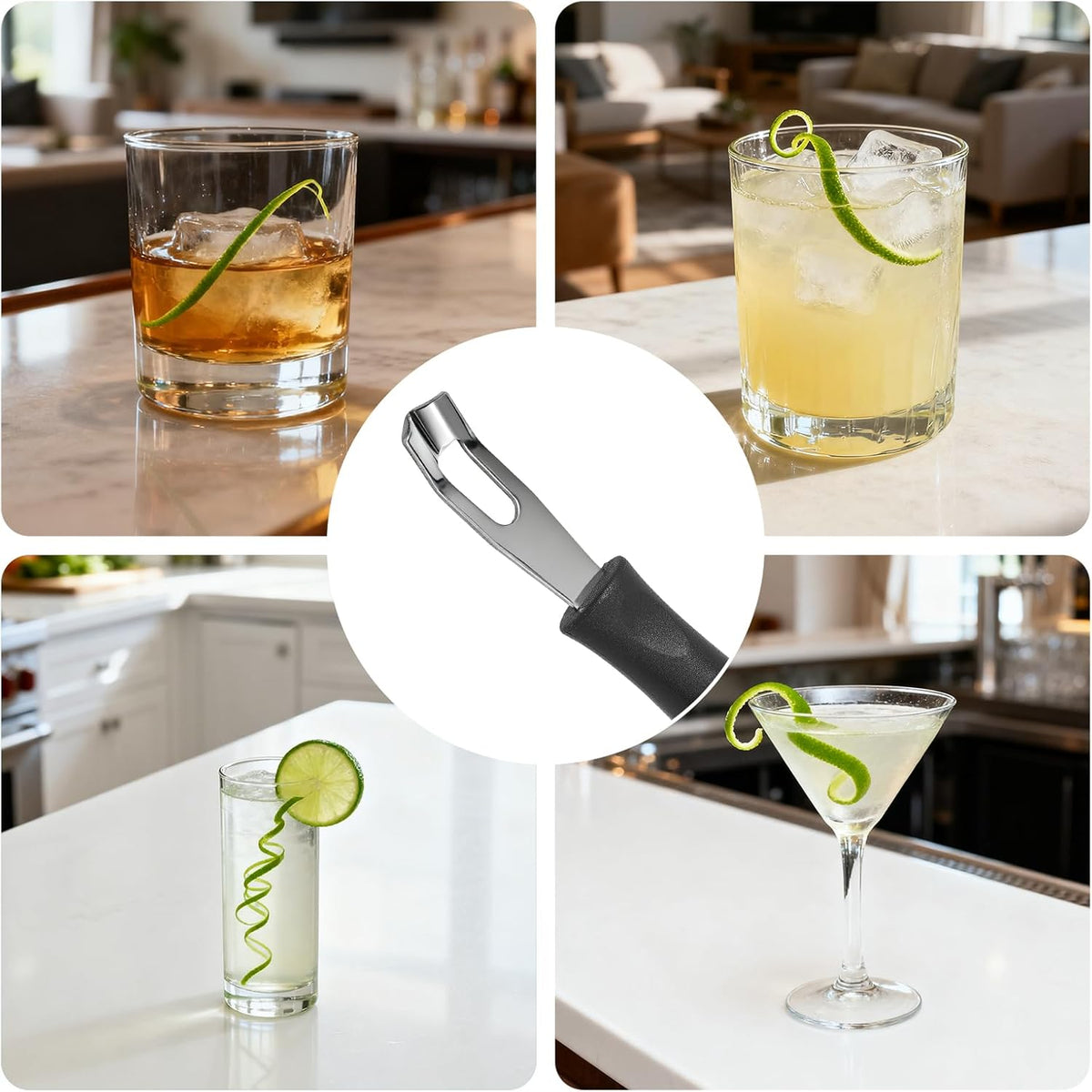 Channel Knife Lemon Peeler Zester-Garnish for Cocktail Mixers- Triangular, V-Shaped Stainless Steel Professional Grade Bar Tool-Fruit Peeler Zester (Peeler A)