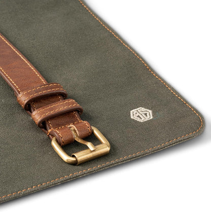 Knife Bag made of durable Canvas & genuine Leather - Chef's Knife Roll Case for Cooking & BBQ - Knives storage case Lars (Olive-Green)