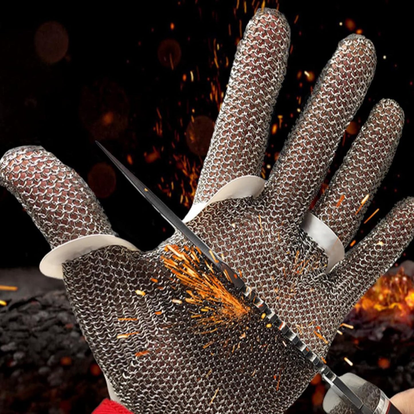 Chainmail Gloves,316L Stainless Steel Cut Resistant Glove,Metal Mesh Butcher Gloves for Meat Cutting, Oyster Shucking
