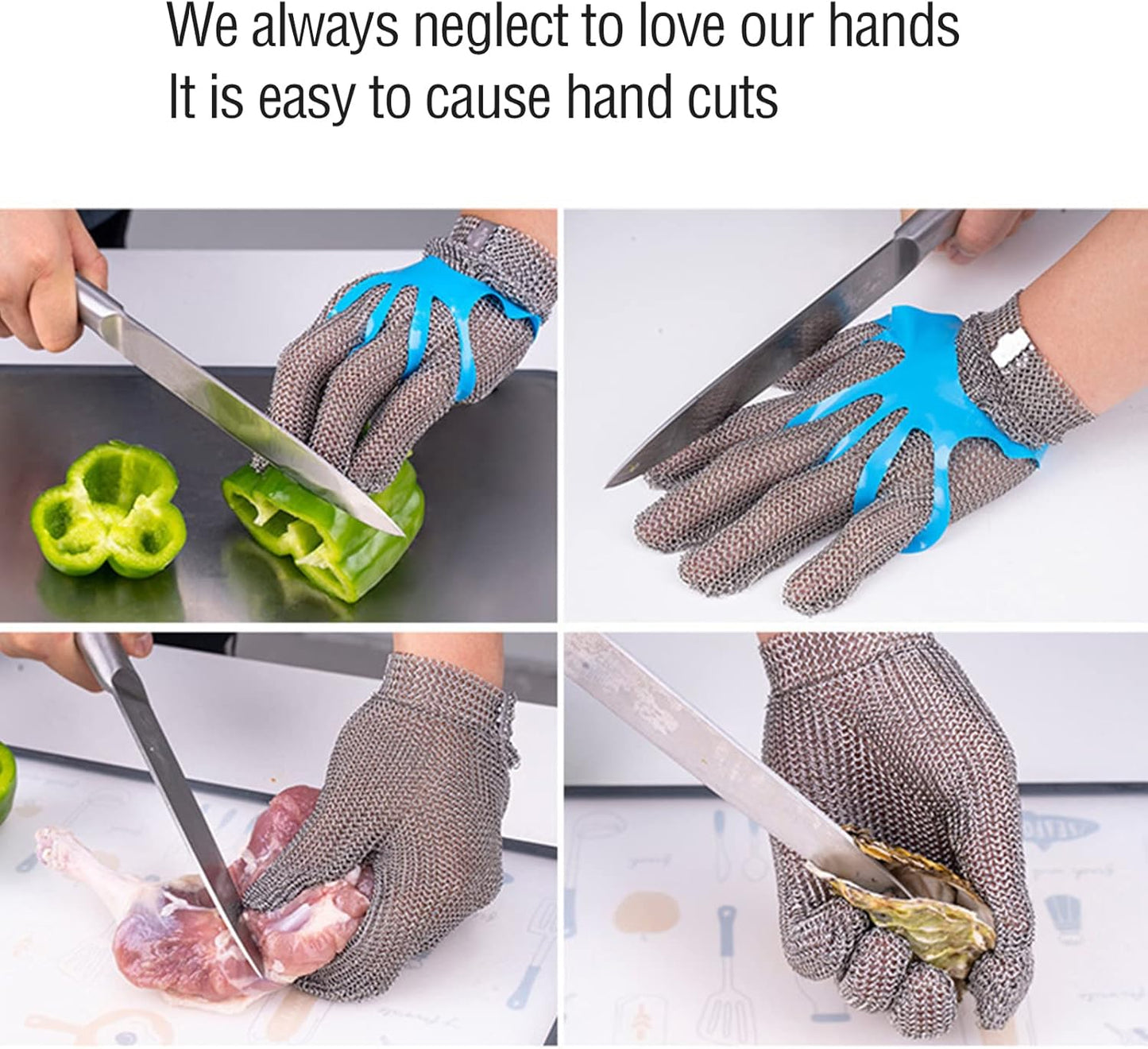 Chainmail Gloves,316L Stainless Steel Cut Resistant Glove,Metal Mesh Butcher Gloves for Meat Cutting, Oyster Shucking