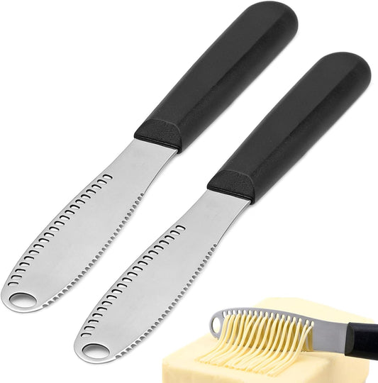2 Pcs Butter Knife Spreader with Holes, 3 in 1 butter knife, butter curler knife,Stainless Steel Spreader Knife for Kitchen Restaurant Cheese Jam, Bagels, Sandwiches