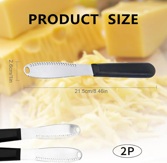 2 Pcs Butter Knife Spreader with Holes, 3 in 1 butter knife, butter curler knife,Stainless Steel Spreader Knife for Kitchen Restaurant Cheese Jam, Bagels, Sandwiches