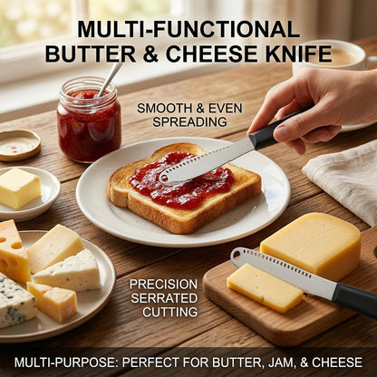 2 Pcs Butter Knife Spreader with Holes, 3 in 1 butter knife, butter curler knife,Stainless Steel Spreader Knife for Kitchen Restaurant Cheese Jam, Bagels, Sandwiches