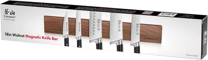 Cangshan 18-Inch Magnetic Knife Bar, Solid American Walnut Wood, Wall-Mounted Knife Holder with N52 Magnets and Mounting Hardware, Warm Brown, 10300954