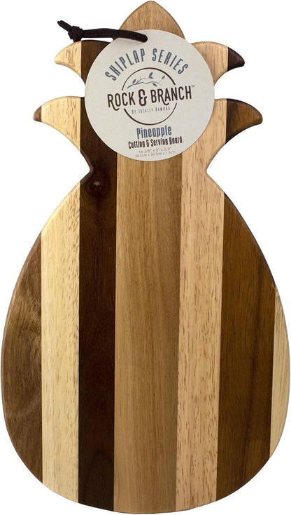 Rock & Branch Series Shiplap Pineapple Shaped Wood Serving and Cutting Board | Great for Wall Art 14-3/8" x 8" x 5/8"