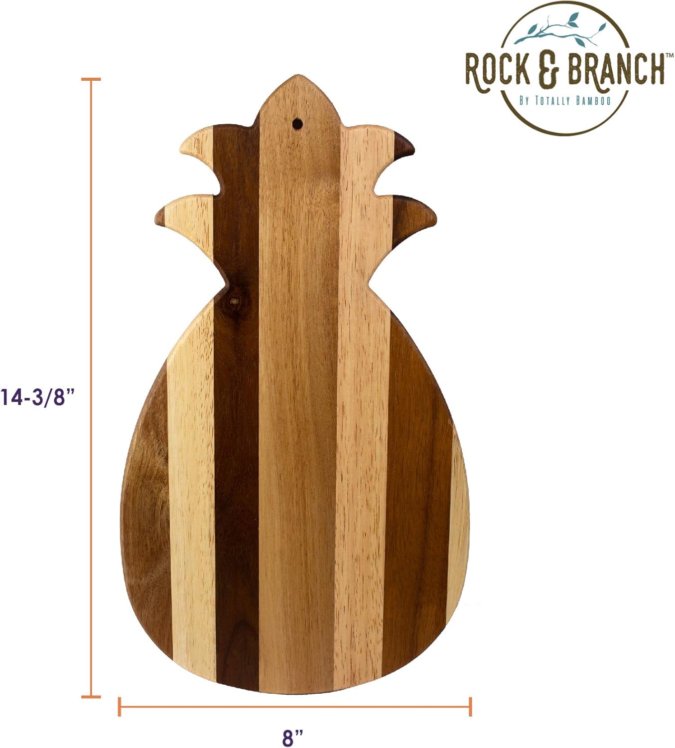 Rock & Branch Series Shiplap Pineapple Shaped Wood Serving and Cutting Board | Great for Wall Art 14-3/8" x 8" x 5/8"