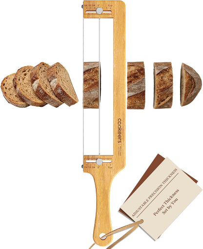 Adjustable Sourdough Bow Bread Knife – Large Bread Slicer for Homemade Bread with Serrated Stainless Steel Blade&Precision Thickness Guide, Even Slice Cutter for Baguettes, Bagels.