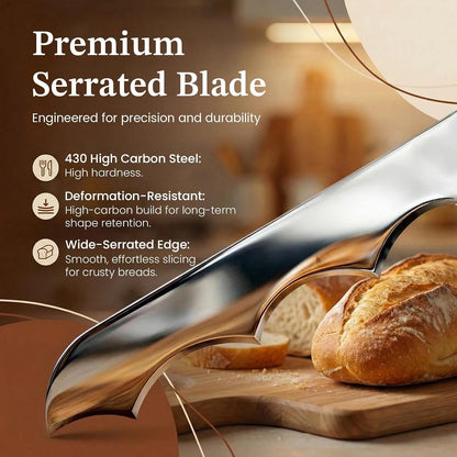 Adjustable Sourdough Bow Bread Knife – Large Bread Slicer for Homemade Bread with Serrated Stainless Steel Blade&Precision Thickness Guide, Even Slice Cutter for Baguettes, Bagels.