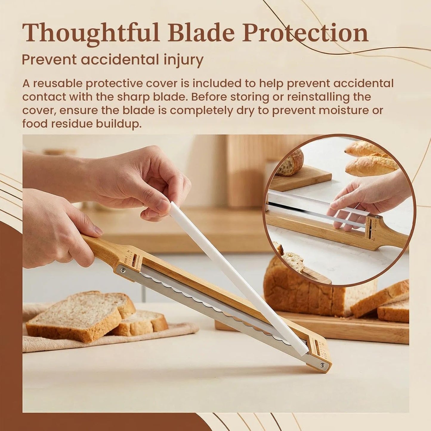 Adjustable Sourdough Bow Bread Knife – Large Bread Slicer for Homemade Bread with Serrated Stainless Steel Blade&Precision Thickness Guide, Even Slice Cutter for Baguettes, Bagels.