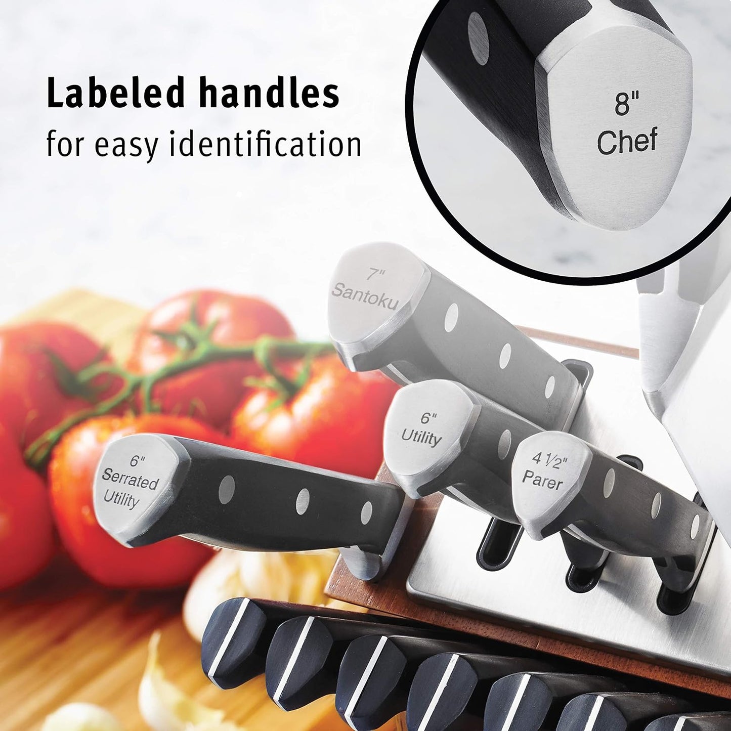 Classic Self-Sharpening Cutlery Knife Block Set with SharpIN Technology, 15 piece