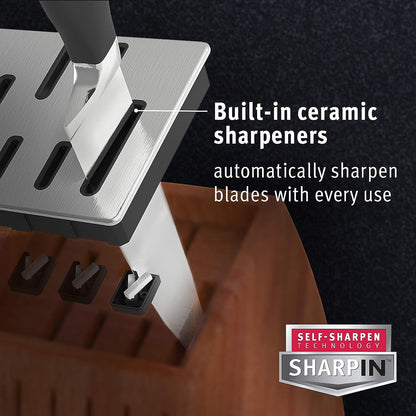 Classic Self-Sharpening Cutlery Knife Block Set with SharpIN Technology, 15 piece