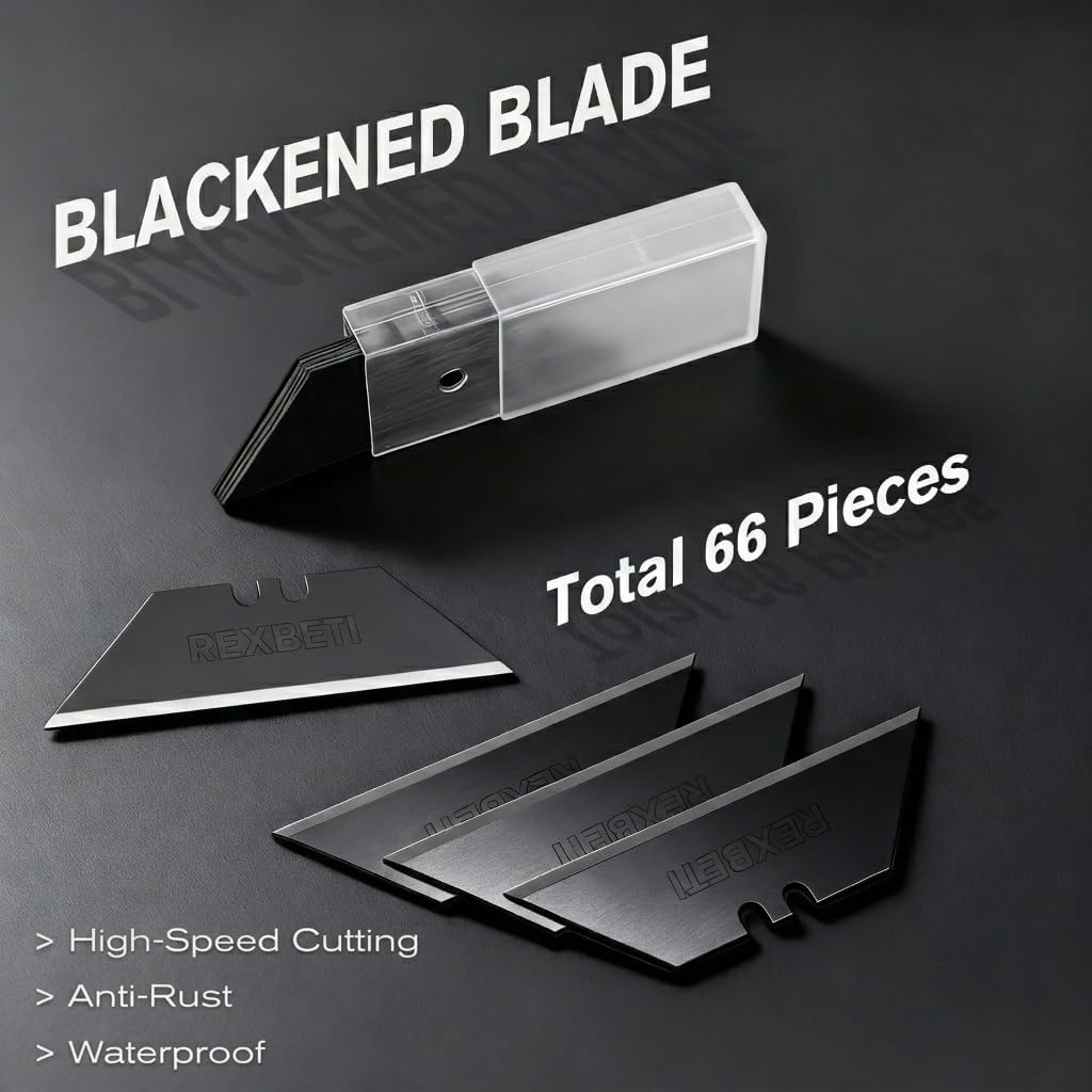 36-Pack Box Cutter, Retractable Utility Knife, Blackened SK2 Blades