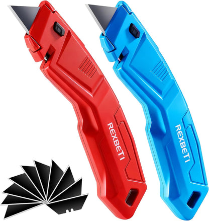 36-Pack Box Cutter, Retractable Utility Knife, Blackened SK2 Blades
