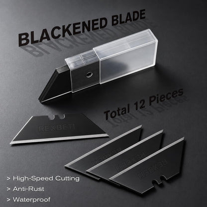 36-Pack Box Cutter, Retractable Utility Knife, Blackened SK2 Blades