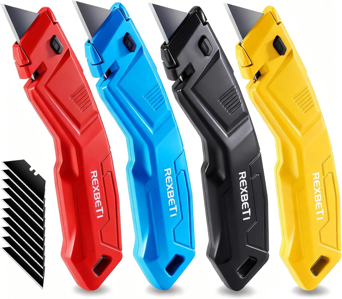 36-Pack Box Cutter, Retractable Utility Knife, Blackened SK2 Blades
