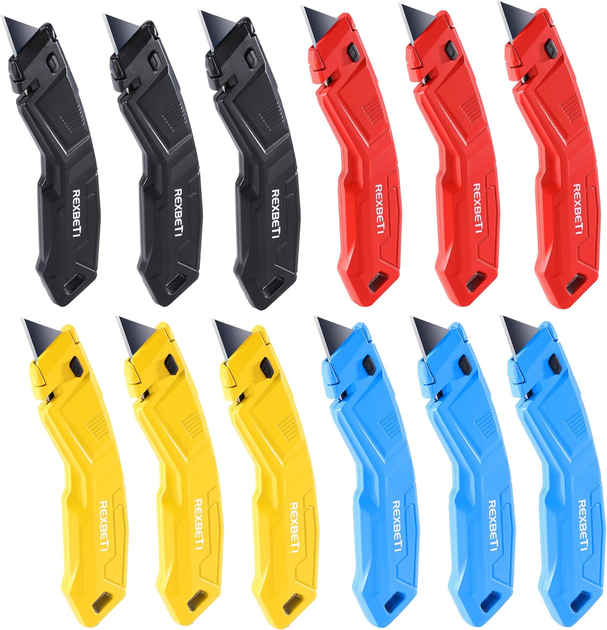 36-Pack Box Cutter, Retractable Utility Knife, Blackened SK2 Blades