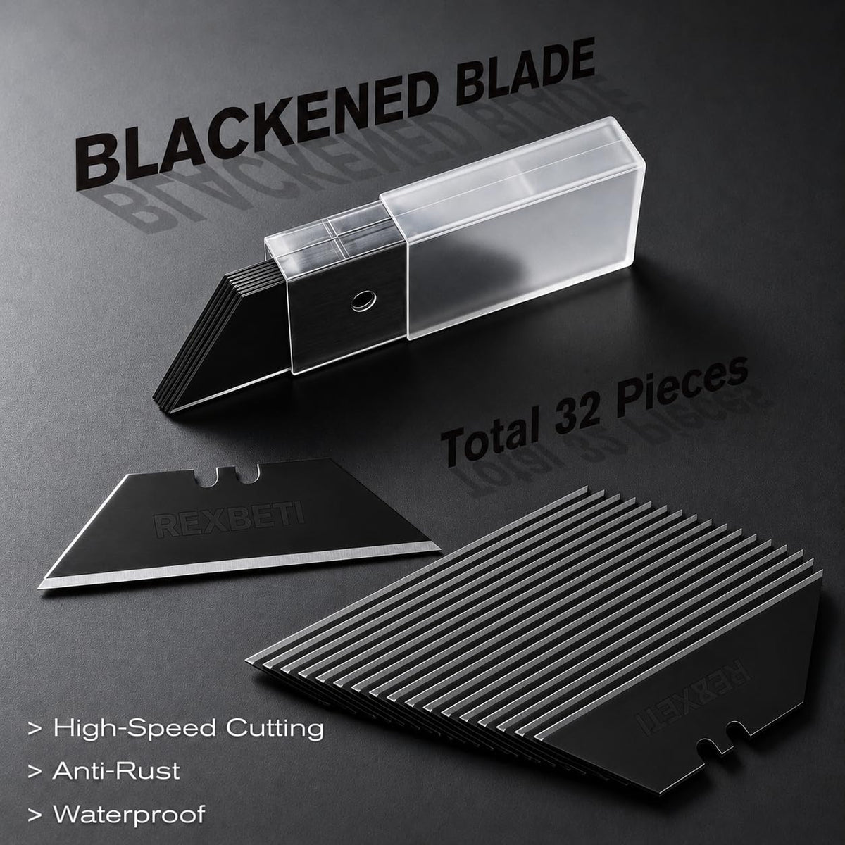36-Pack Box Cutter, Retractable Utility Knife, Blackened SK2 Blades