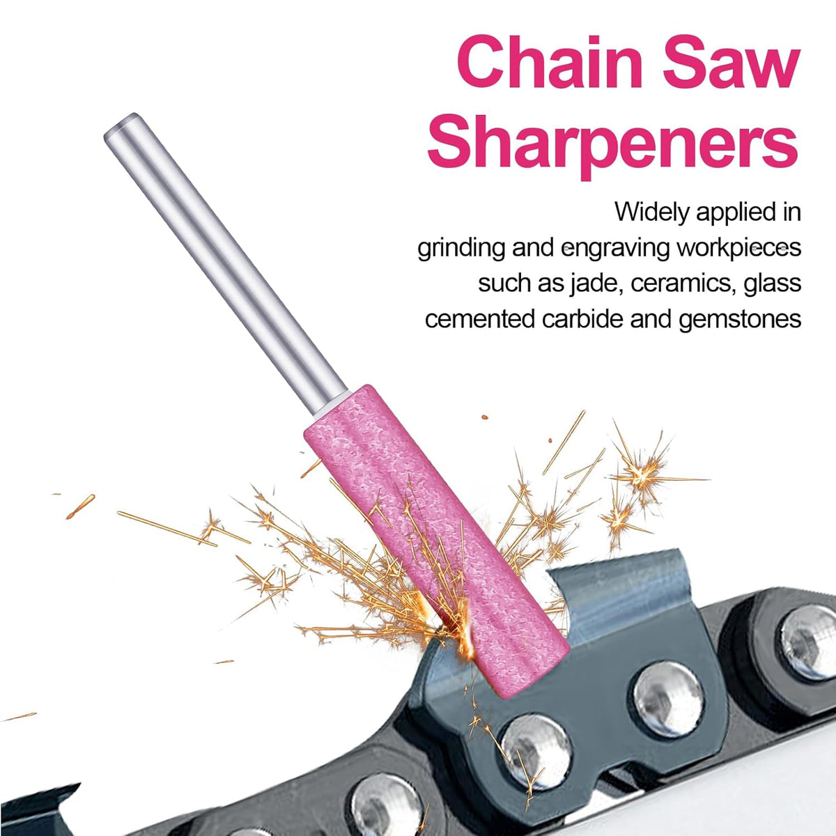 30 Pcs High Hardness Titanium Diamond Chainsaw Sharpener Stone Bit Bulk Chain Electric Chainsaw Sharpening Wheels Kit 3 Size Plated Grinding Tool, 5/32, 3/16, 7/32 Inch (Gold)
