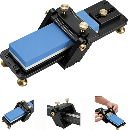 Chisel Sharpening Jig, Adjustable Fixed-Angle Plane Irons Sharpener Jig | Sturdy Metal Frame, Four-Corner Non-Slip Pads. Whetstone Honing Jig for Woodworking Chisels & Plane Irons