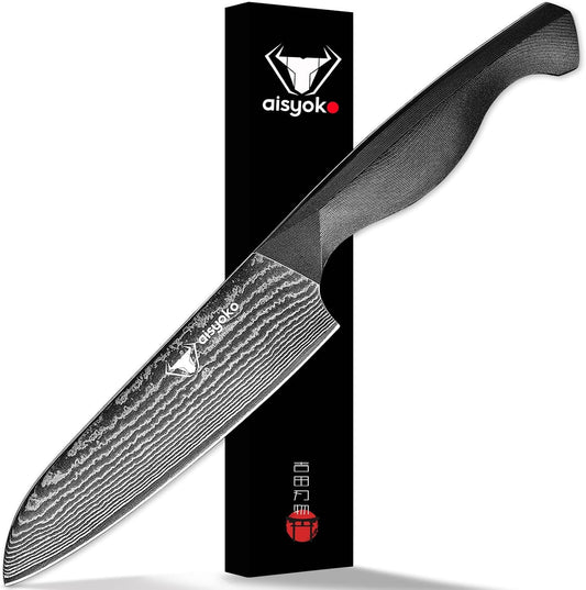 aisyoko Santoku Knife 5" inches-Japan 8C Super Steel 67 Layer Damascus Steel-Sharp Kitchen Knife-Full Tang ABS Anti-Skid Handle utility knife Cooking Knife with Luxury Gift Box