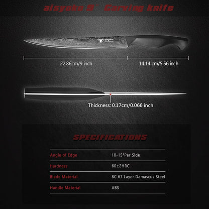 aisyoko Santoku Knife 5" inches-Japan 8C Super Steel 67 Layer Damascus Steel-Sharp Kitchen Knife-Full Tang ABS Anti-Skid Handle utility knife Cooking Knife with Luxury Gift Box