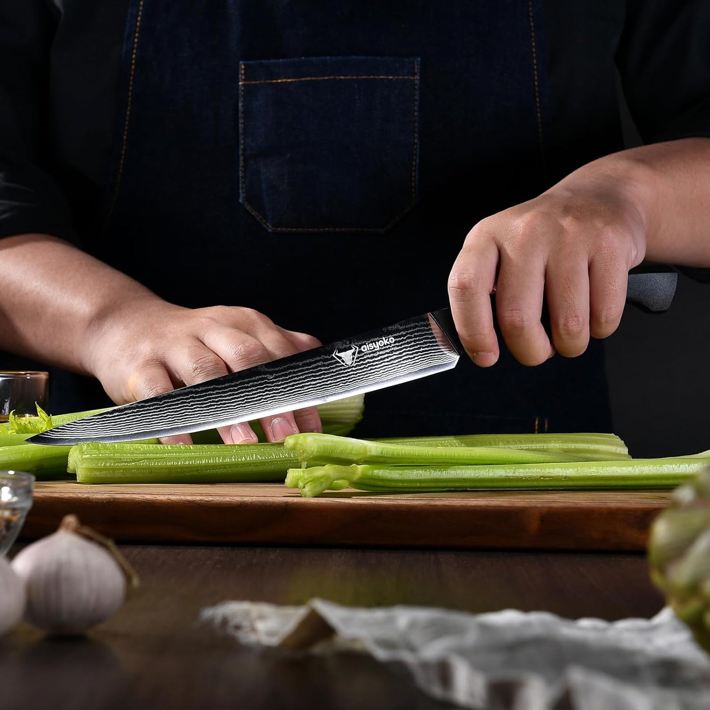 aisyoko Santoku Knife 5" inches-Japan 8C Super Steel 67 Layer Damascus Steel-Sharp Kitchen Knife-Full Tang ABS Anti-Skid Handle utility knife Cooking Knife with Luxury Gift Box