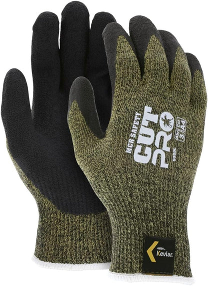 9389L KS-5 Kevlar/Stainless Steel 13 Gauge Men's Gloves with Latex Dip Palm and Fingers, Black, Large, 1-Pair