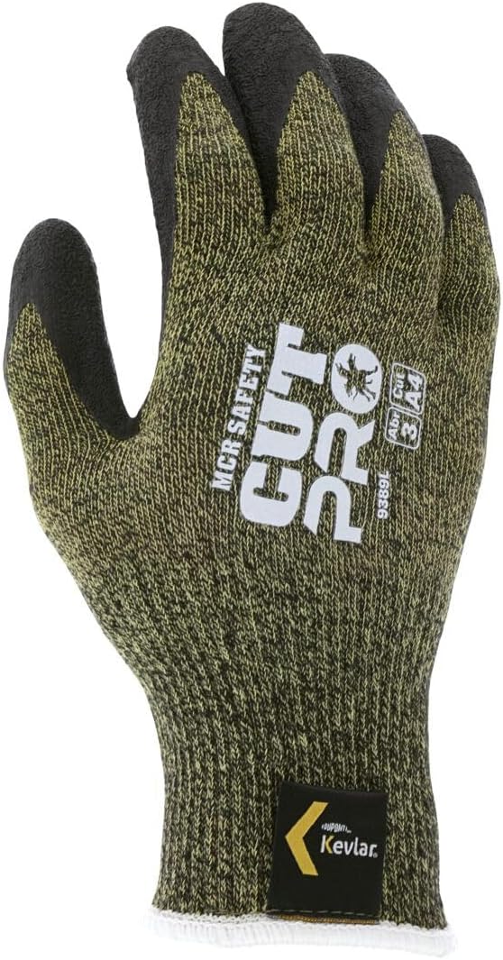 9389L KS-5 Kevlar/Stainless Steel 13 Gauge Men's Gloves with Latex Dip Palm and Fingers, Black, Large, 1-Pair
