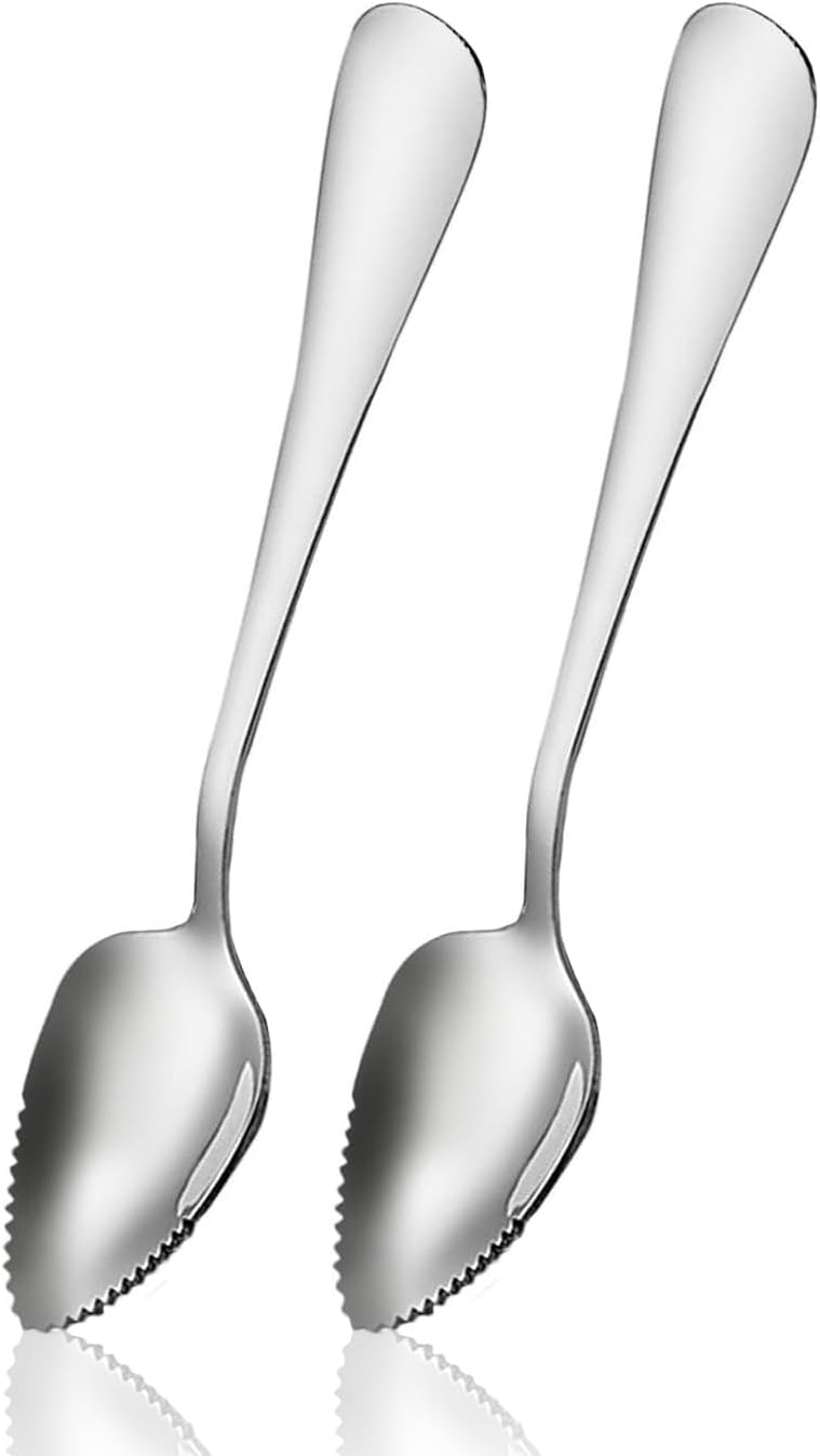 Serrated Edge Grapefruit Spoons Stainless Steel Grapefruit Utensil Tool Dessert Fruit Spoons for Citrus Lemon Kiwi Salads Melon Lime Pitaya Apple Fruit Puree (Gold)