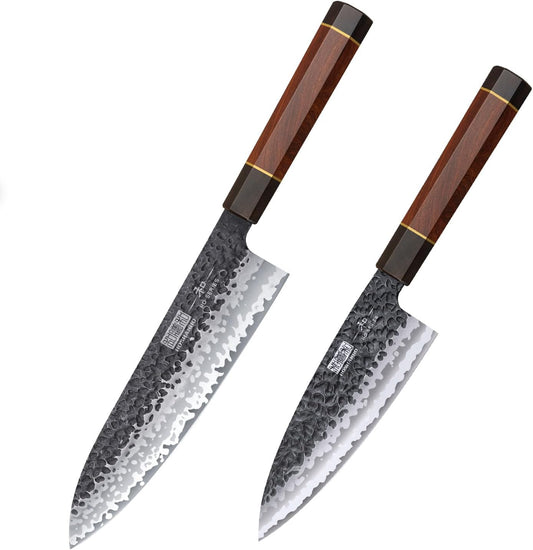6 Inch Deba Knife, Japanese VG10 High Carbon Steel Kitchen Knife for Sushi Sashimi & 8 Inch Japanese Gyuto Chef Knife, 7 Layers High Carbon Steel VG-10 Kitchen Knife