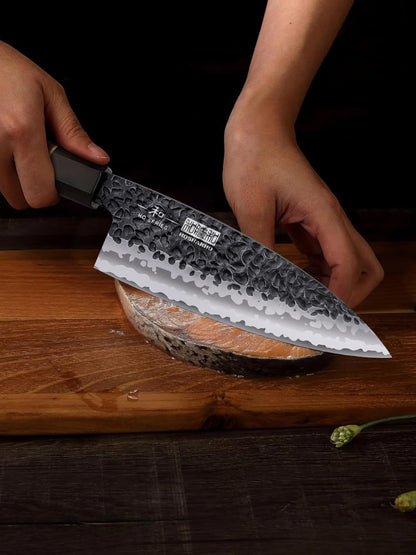 6 Inch Deba Knife, Japanese VG10 High Carbon Steel Kitchen Knife for Sushi Sashimi & 8 Inch Japanese Gyuto Chef Knife, 7 Layers High Carbon Steel VG-10 Kitchen Knife