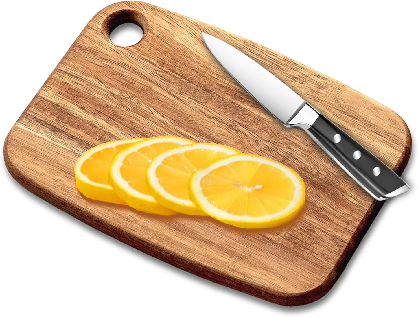 Mini Acacia Wood Cutting Board with Hanging Hole,Small Wooden cutting board-Rectangular Charcuterie Board-Cheese Cutting Board-Serving Board.BPA Free For Vegetables,Fruit,Bread,Meat-9" X 6.5" X 0.6"