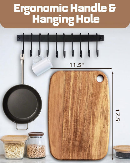 Mini Acacia Wood Cutting Board with Hanging Hole,Small Wooden cutting board-Rectangular Charcuterie Board-Cheese Cutting Board-Serving Board.BPA Free For Vegetables,Fruit,Bread,Meat-9" X 6.5" X 0.6"