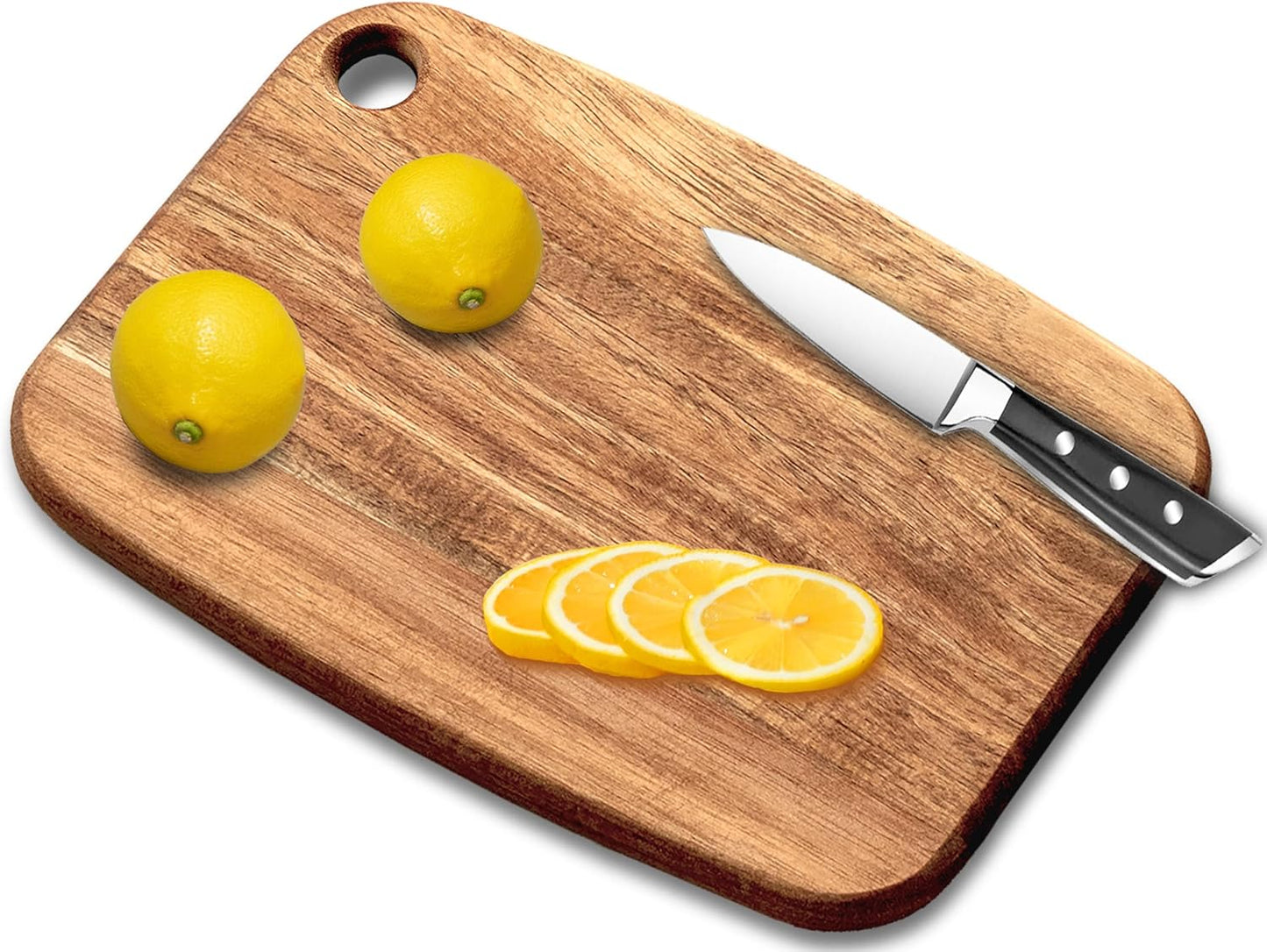 Mini Acacia Wood Cutting Board with Hanging Hole,Small Wooden cutting board-Rectangular Charcuterie Board-Cheese Cutting Board-Serving Board.BPA Free For Vegetables,Fruit,Bread,Meat-9" X 6.5" X 0.6"