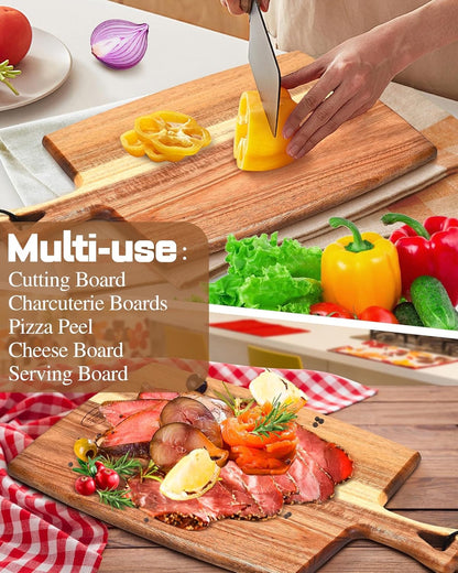 Mini Acacia Wood Cutting Board with Hanging Hole,Small Wooden cutting board-Rectangular Charcuterie Board-Cheese Cutting Board-Serving Board.BPA Free For Vegetables,Fruit,Bread,Meat-9" X 6.5" X 0.6"