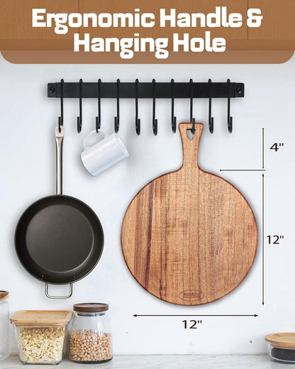 Mini Acacia Wood Cutting Board with Hanging Hole,Small Wooden cutting board-Rectangular Charcuterie Board-Cheese Cutting Board-Serving Board.BPA Free For Vegetables,Fruit,Bread,Meat-9" X 6.5" X 0.6"